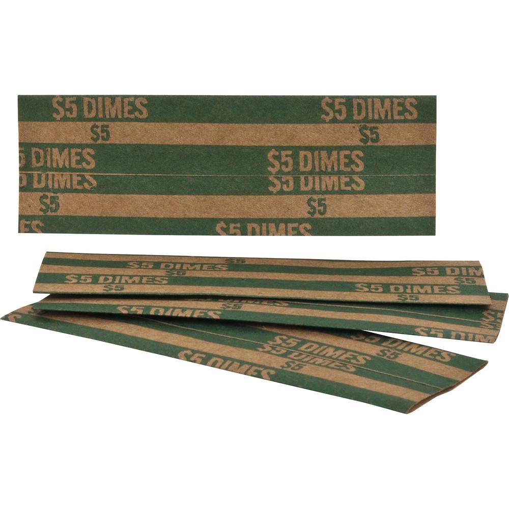 Sparco Flat Coin Wrappers - 1000 Wrap(s)Total $5.0 in 50 Coins of 10¢ Denomination - 60 lb Basis Weight - Kraft - Green - 1000 / Pack. Picture 3