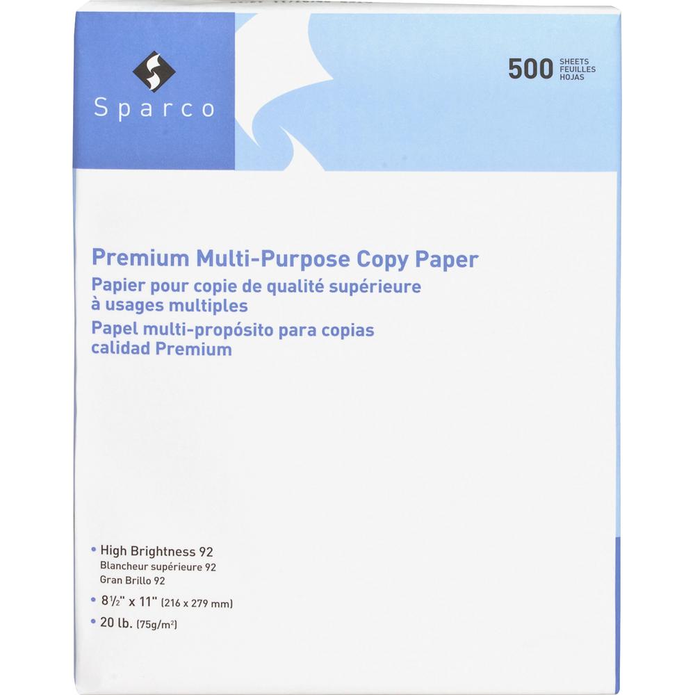 Sparco Copy Paper - Letter - 8 1/2" x 11" - 20 lb Basis Weight - 2500 / Carton - White. Picture 3