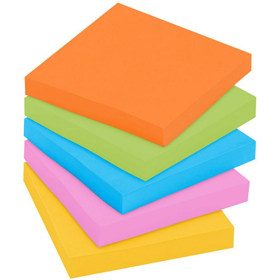 Post-it&reg; Super Sticky Notes - Energy Boost Color Collection - 450 - 3" x 3" - Square - 90 Sheets per Pad - Unruled - Vital Orange, Tropical Pink, Sunnyside, Blue Paradise, Limeade - Paper - Self-a. Picture 5