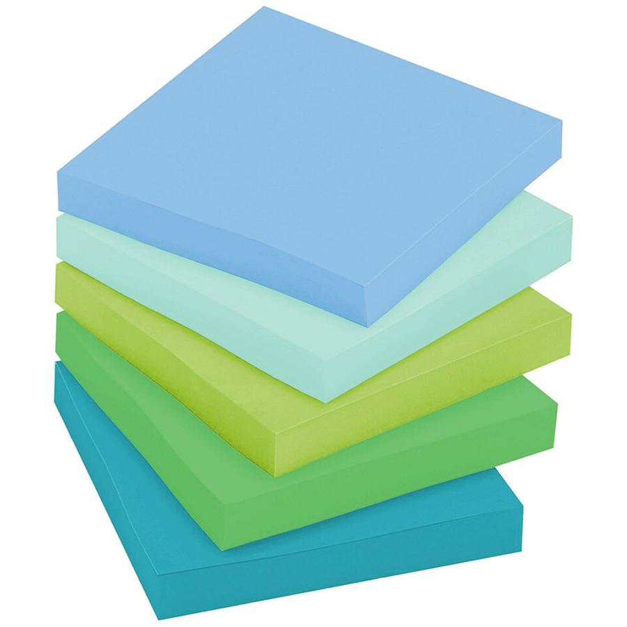 Post-it&reg; Super Sticky Recycled Notes - Oasis Color Collection - 1080 - 3" x 3" - Square - 90 Sheets per Pad - Unruled - Washed Denim, Fresh Mint, Limeade, Lucky Green, Sea Glass - Paper - Self-adh. Picture 6