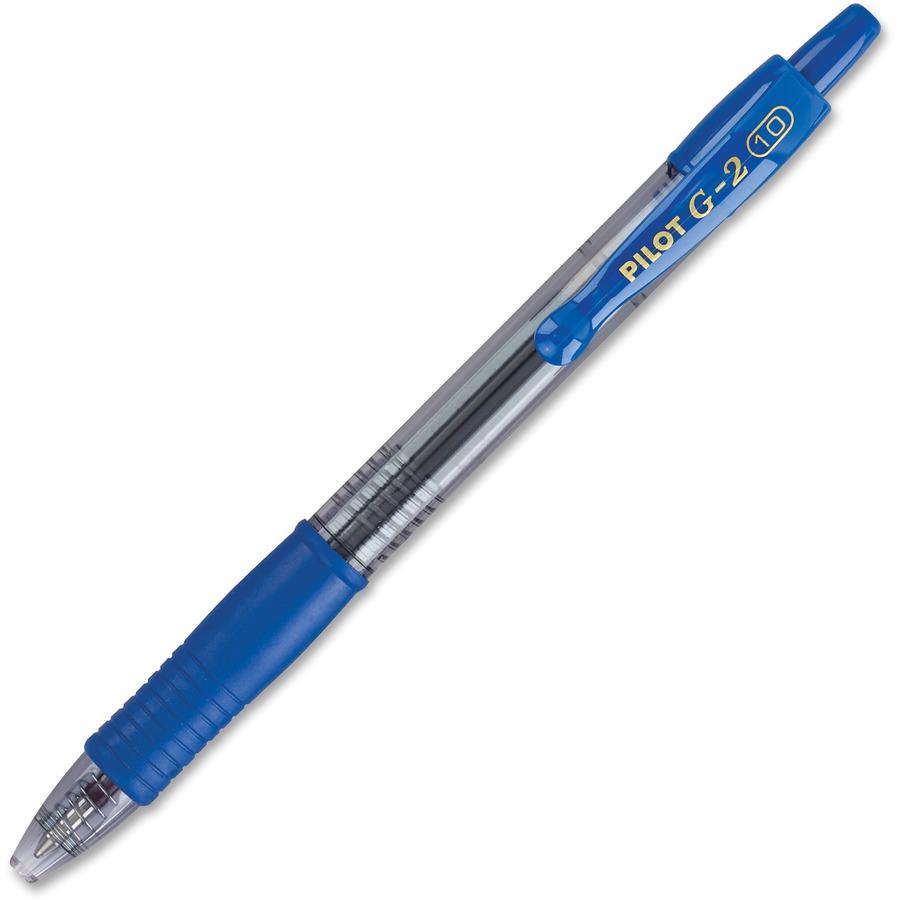 Pilot G2 Bold Point Retractable Gel Pens - Bold Pen Point - 1 mm Pen Point Size - Refillable - Retractable - Blue Gel-based Ink - Clear Barrel - 1 Dozen. Picture 4