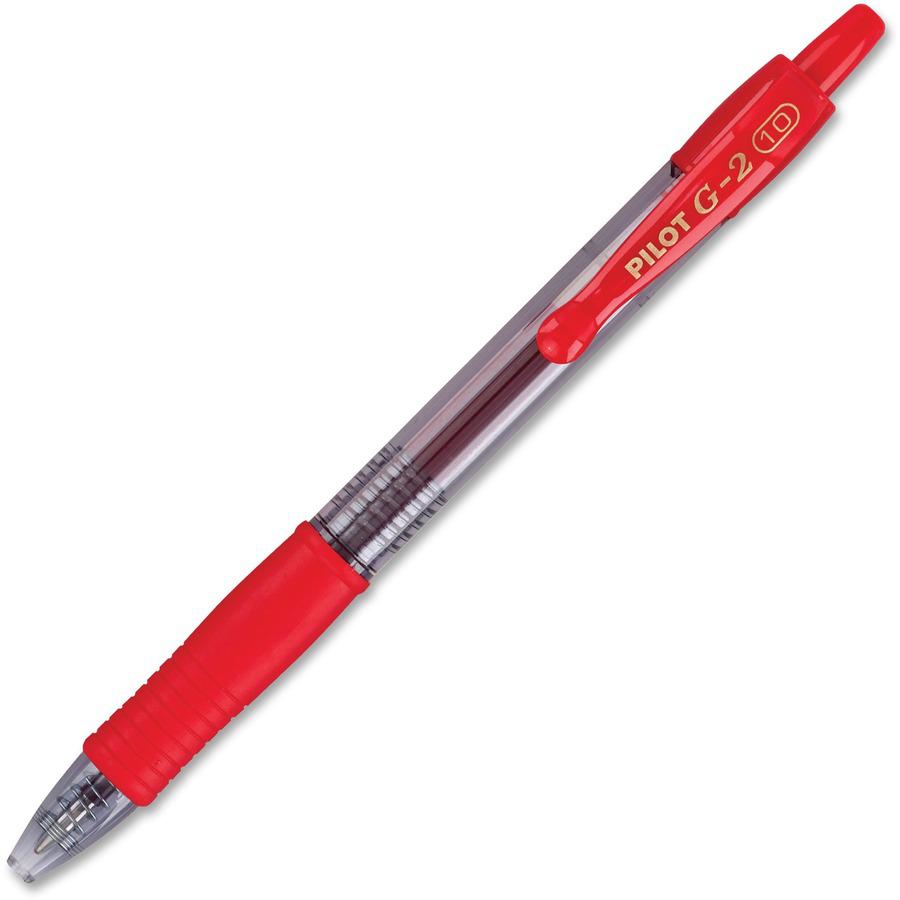 Pilot G2 Bold Point Retractable Gel Pens - Bold Pen Point - 1 mm Pen Point Size - Refillable - Retractable - Red Gel-based Ink - Clear Barrel - 1 Dozen. Picture 3