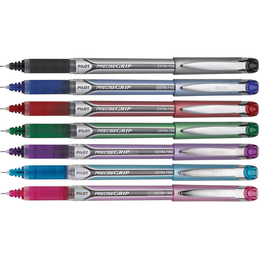 Pilot Precise Grip Extra-Fine Capped Rolling Ball Pens - Extra Fine Pen Point - 0.5 mm Pen Point Size - Needle Pen Point Style - Black, Red, Blue, Green, Purple, Pink, Turquoise - 7 / Pack. Picture 3