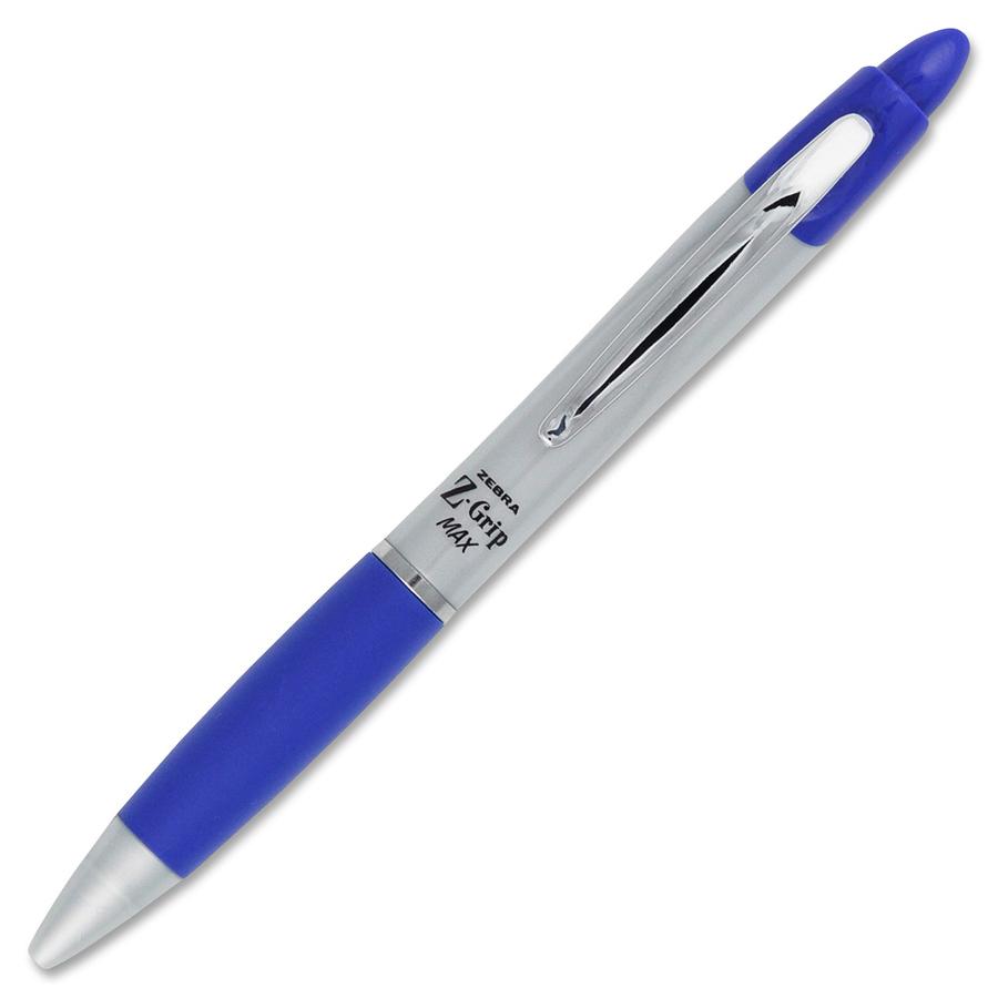 Zebra Z-grip Max Retractable Ballpoint Pens - Medium Pen Point - 1 mm Pen Point Size - Retractable - Blue - Gray Barrel - 1 Dozen. Picture 3