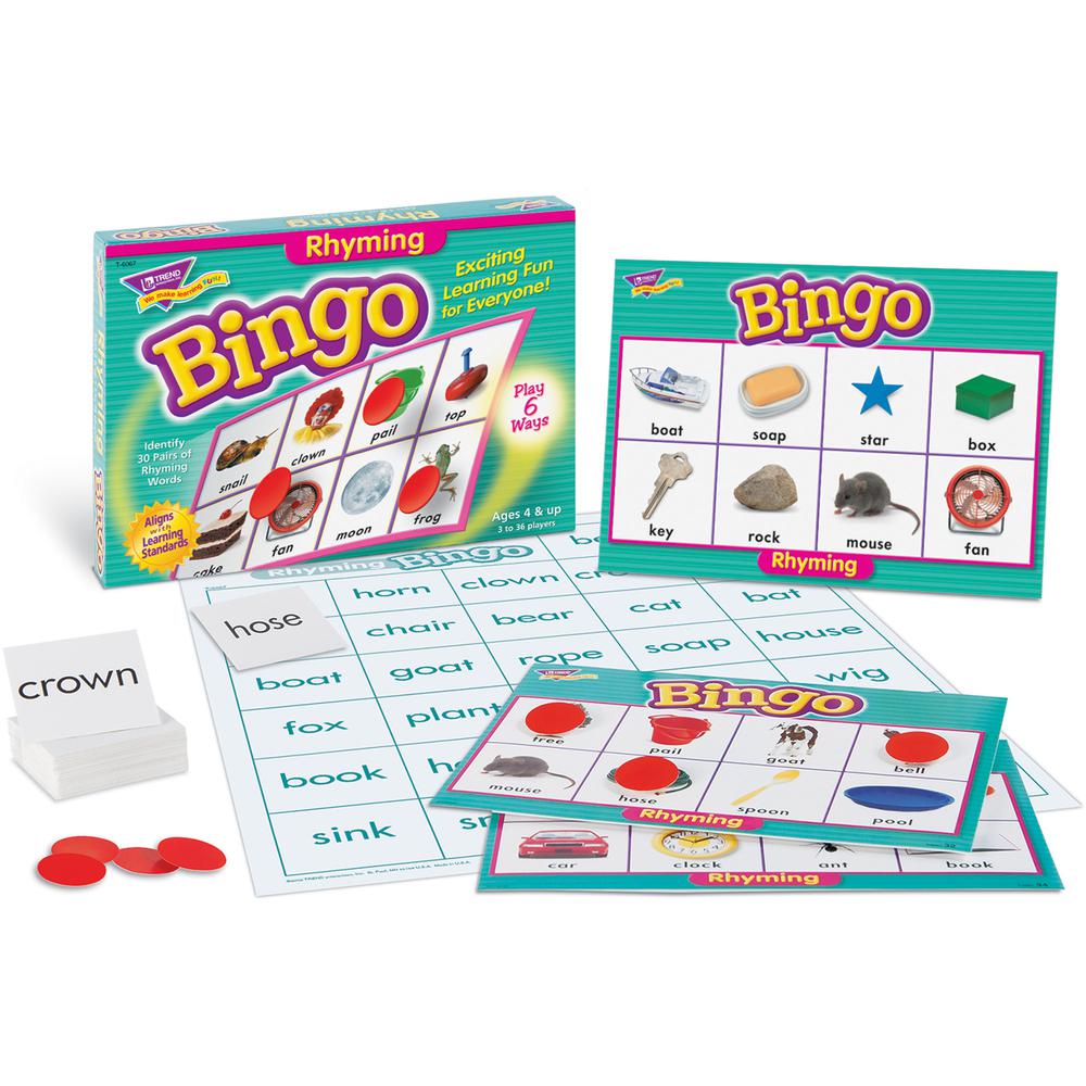 Trend Rhyming Bingo Game - Theme/Subject: Learning - Skill Learning: Vocabulary, Spelling, Rhyming, Word - 4 Year & Up - Multi. Picture 6