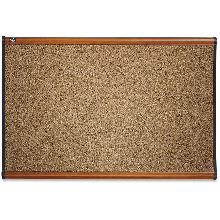 Quartet Prestige Bulletin Board - 24" Height x 36" Width - Brown Cork Surface - Self-healing, Durable - Light Cherry Frame - 1 Each. Picture 3
