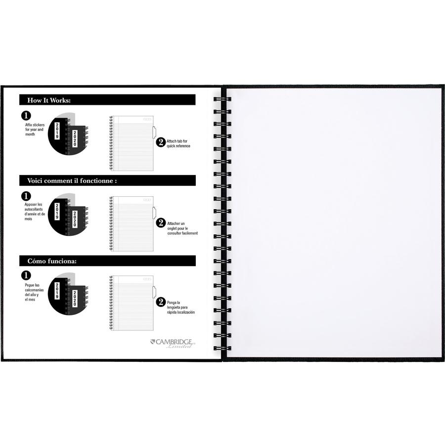 Mead Hardbound Business Notebook - Letter - 96 Sheets - Wire Bound - 0.28" Ruled - 20 lb Basis Weight - Letter - 8 1/2" x 11" - White Paper - BlackLinen Cover - Pocket, Tab, Bond Paper, Perforated, Bl. Picture 3