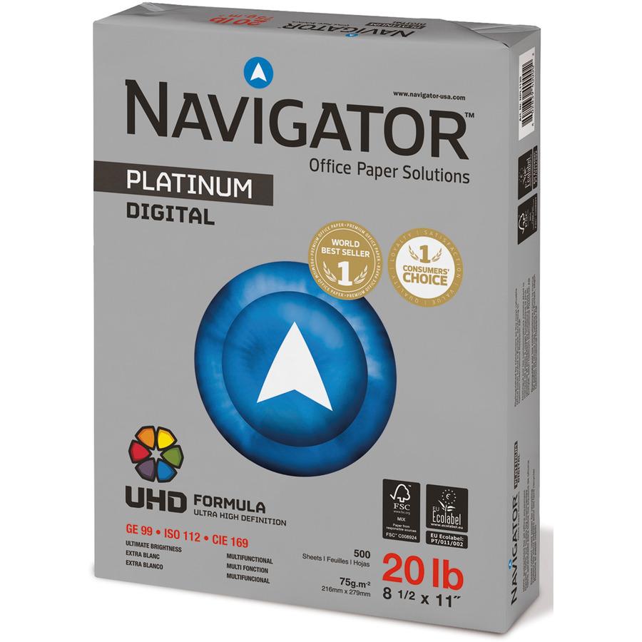 Navigator Platinum Office Multipurpose Paper - 99 Brightness - Letter - 8 1/2" x 11" - 20 lb Basis Weight - Smooth - 5000 / Carton. Picture 5