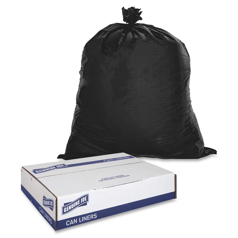 Genuine Joe 2-Ply Can Liners - Extra Large Size - 60 gal - 38" Width x 58" Length x 0.80 mil (20 Micron) Thickness - Low Density - Brown, Black - 100/Carton. Picture 5