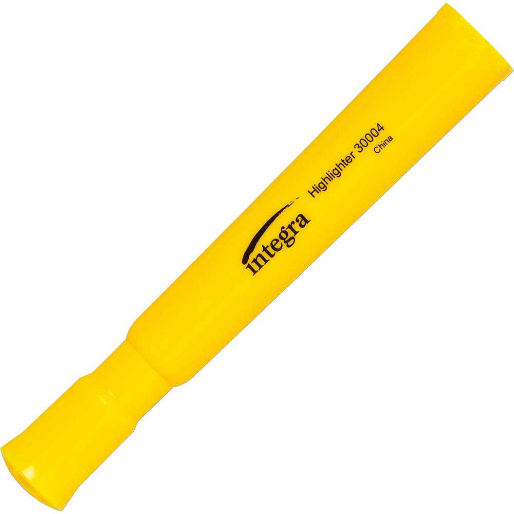 Integra Chisel Desk Liquid Highlighters - Chisel Marker Point Style - Yellow Water Based Ink - Yellow Barrel - 1 Dozen. Picture 5