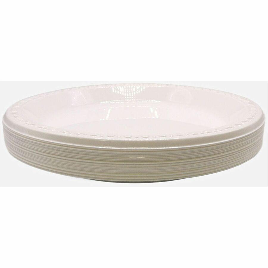 Tablemate 9" Plastic Plates - 9" Diameter - White - 125 / Pack. Picture 11