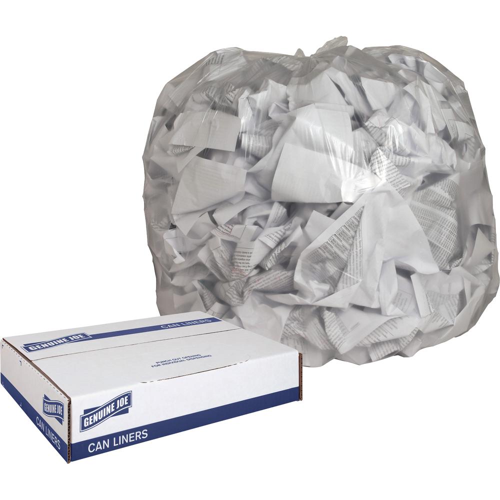 Genuine Joe Clear Trash Can Liners - 45 gal - 40" Width x 46" Length x 0.60 mil (15 Micron) Thickness - Low Density - Clear - Film - 250/Carton - Multipurpose. Picture 4