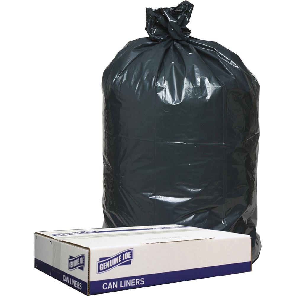 Genuine Joe Linear Low Density Can Liners - Small Size - 10 gal Capacity - 24" Width x 23" Length - 0.60 mil (15 Micron) Thickness - Low Density - Brown, Black - 500/Carton - Multipurpose. Picture 2
