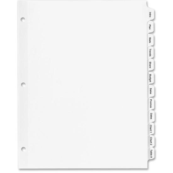 Avery&reg; Index Maker Index Divider - 12 x Divider(s) - Print-on Tab(s) - 12 - 12 Tab(s)/Set - 8.5" Divider Width x 11" Divider Length - 3 Hole Punched - White Paper Divider - White Paper Tab(s) - 1. Picture 3