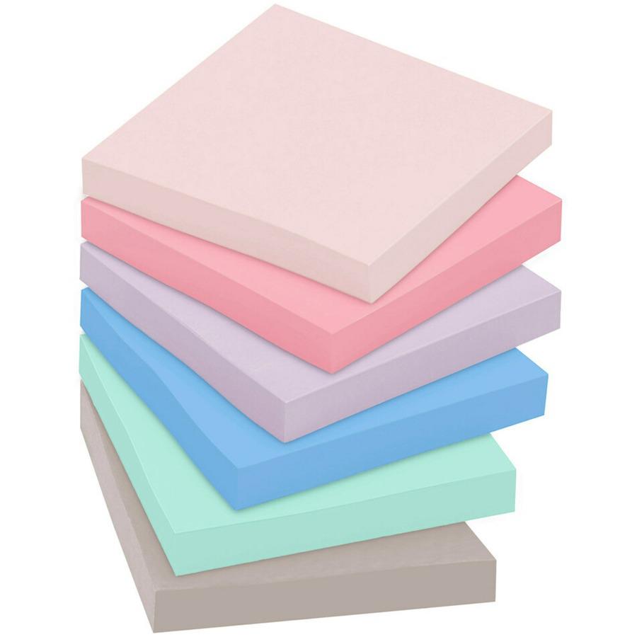 Post-it&reg; Super Sticky Recycled Notes - Wanderlust Pastels Color Collection - 1080 - 3" x 3" - Square - 90 Sheets per Pad - Unruled - Pink Salt, Positively Pink, Orchid Frost, Fresh Mint, Pebble Gr. Picture 5