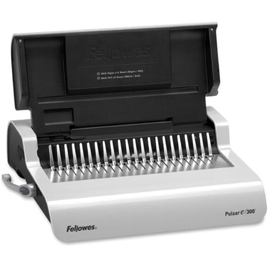 Fellowes Pulsar&trade; E 300 Electric Comb Binding Machine w/Starter Kit - CombBind - 300 Sheet(s) Bind - 20 Punch - 5.1" x 16.9" x 15.4" - White, Black. Picture 11