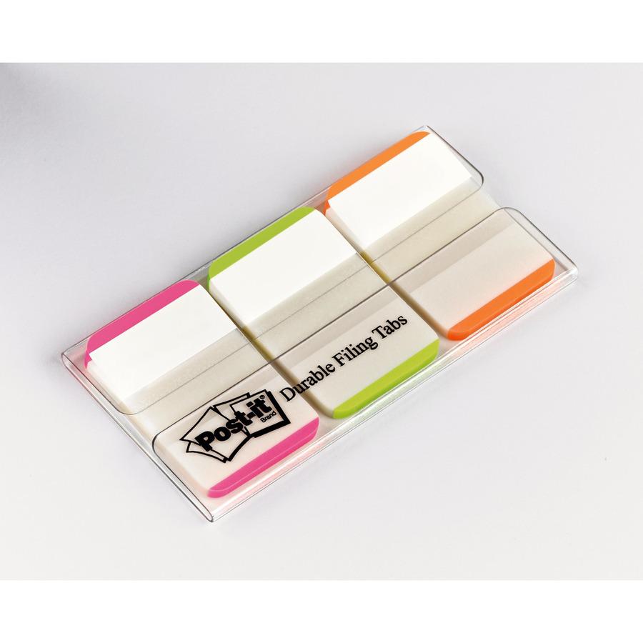 Post-it&reg; Durable Tabs - 66 Write-on Tab(s) - 1.50" Tab Height - Pink, Green, Orange Tab(s) - Repositionable - 66 / Pack. Picture 6