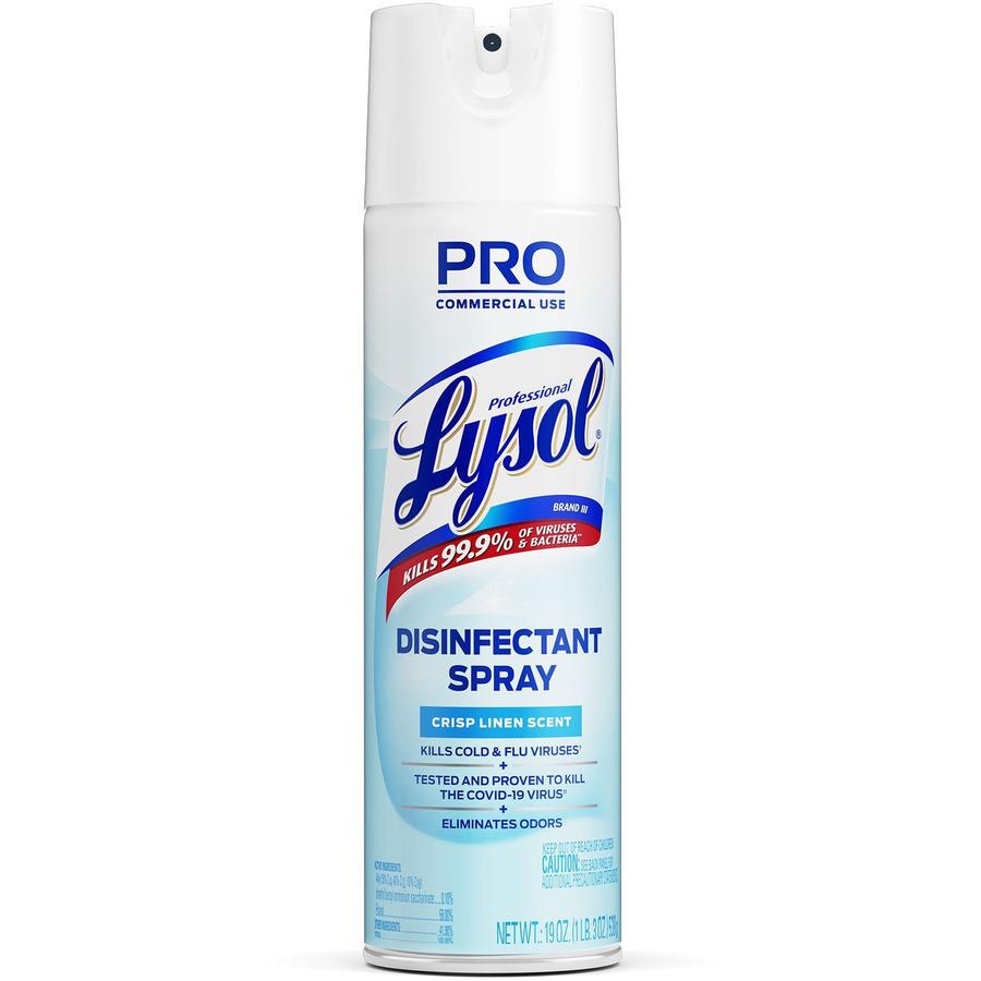Professional Lysol Linen Disinfectant Spray - For Restroom, Food Service Area - 19 fl oz (0.6 quart) - Crisp Linen Scent - 12 / Carton - Disinfectant, CFC-free - Clear. Picture 7