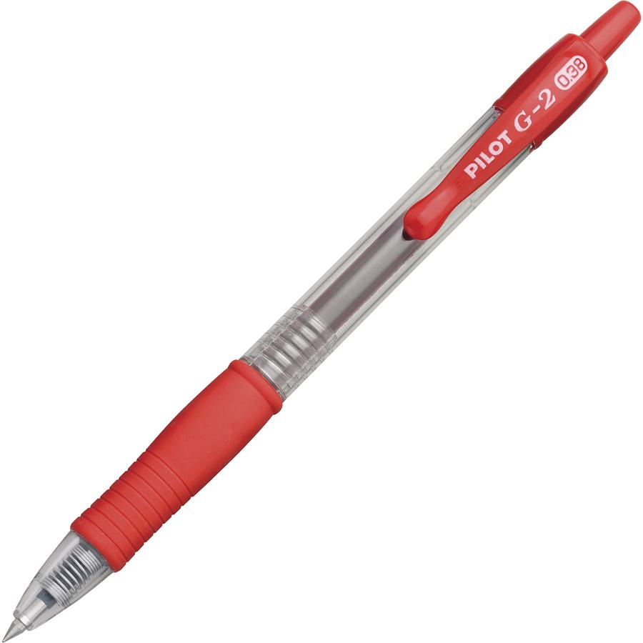 Pilot G2 Premium Gel Roller Retractable Pens - Ultra Fine Pen Point - 0.38 mm Pen Point Size - Refillable - Retractable - Red Gel-based Ink - Clear Barrel - 1 Dozen. Picture 3