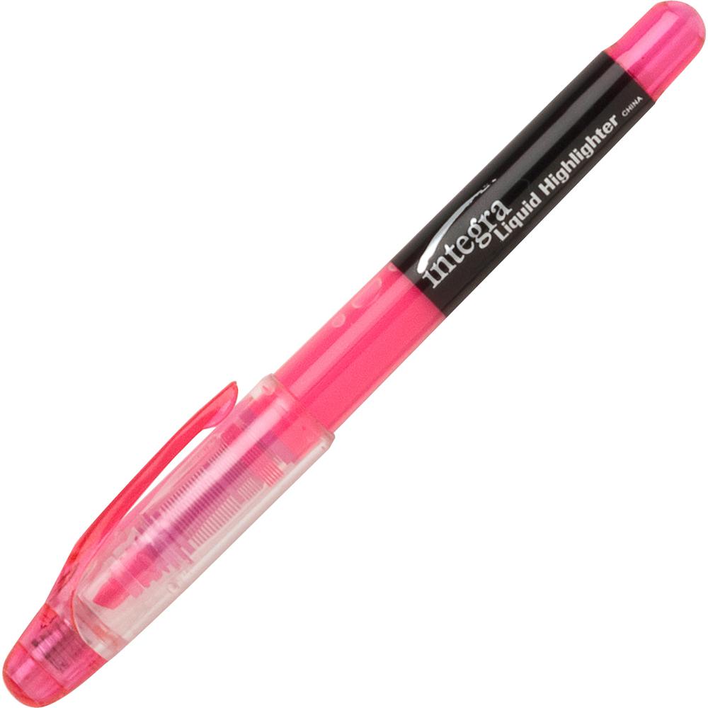 Integra Liquid Highlighters - Chisel Marker Point Style - Fluorescent Pink - 1 Dozen. Picture 2