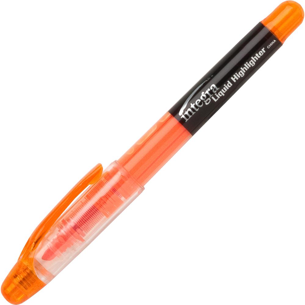 Integra Liquid Highlighters - Chisel Marker Point Style - Fluorescent Orange - 1 Dozen. Picture 2