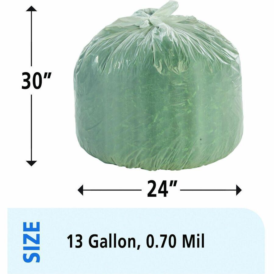 Stout Controlled Life-Cycle Plastic Trash Bags - 13 gal Capacity - 24" Width x 30" Length - 0.70 mil (18 Micron) Thickness - White - 120/Carton - Office Waste. Picture 15