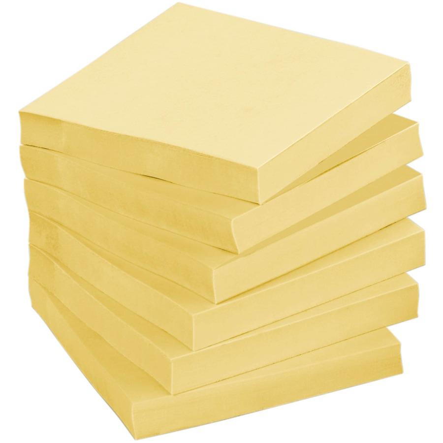Post-it&reg; Greener Notes Cabinet Pack - 1800 - 3" x 3" - Square - 75 Sheets per Pad - Unruled - Canary Yellow - Paper - Self-adhesive, Repositionable - 24 / Pack - Recycled. Picture 4