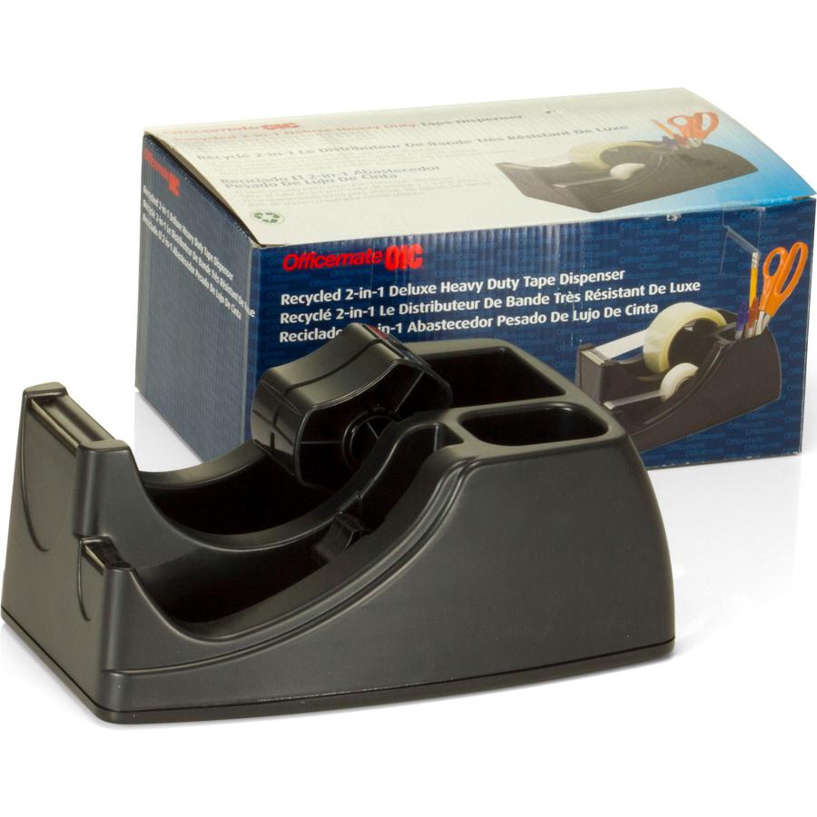 Black 2, 2 In 96690 Officemate Recycled 2-In-1 Heavy Duty Tape Dispenser 