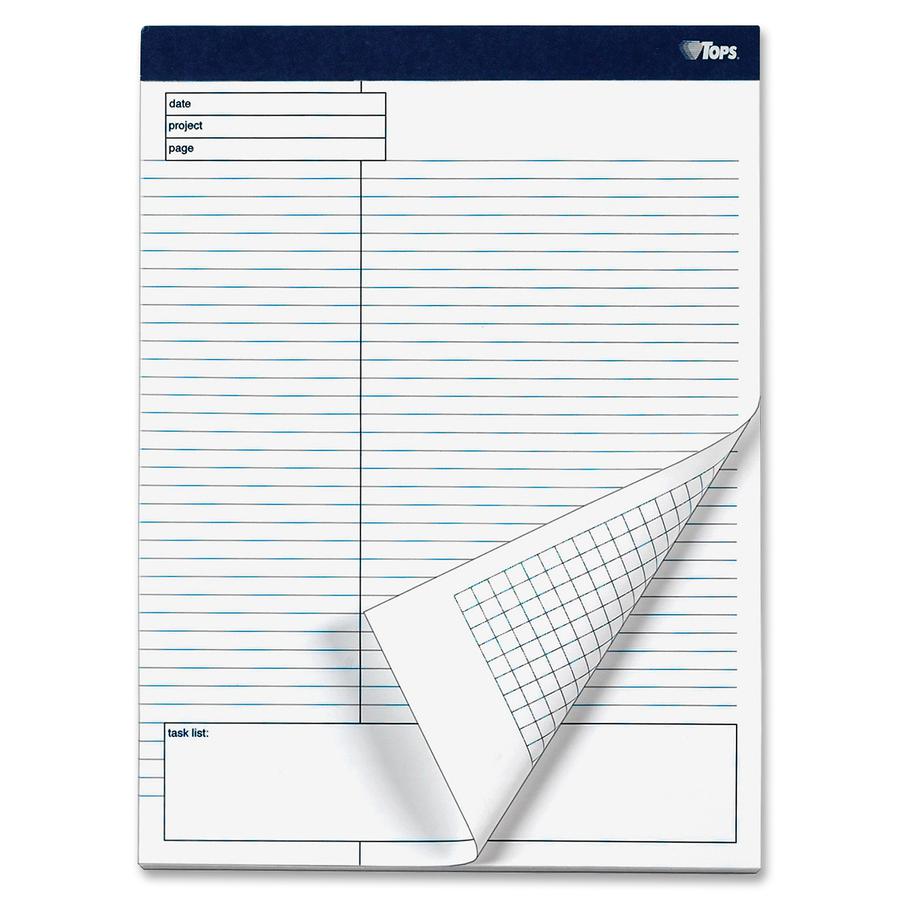 TOPS Project Planning Pads - 8 1/2" x 11 3/4" Sheet Size - White - Chipboard - Perforated - 4 / Pack. Picture 3