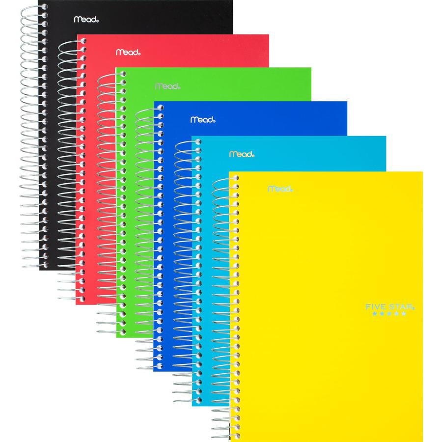 Five Star 5-Subject Notebook - Wire Bound - College Ruled - 6" x 9 1/2" - White Paper - Plastic Cover - Pocket Divider, Perforated, Subject - 1 Each. Picture 4