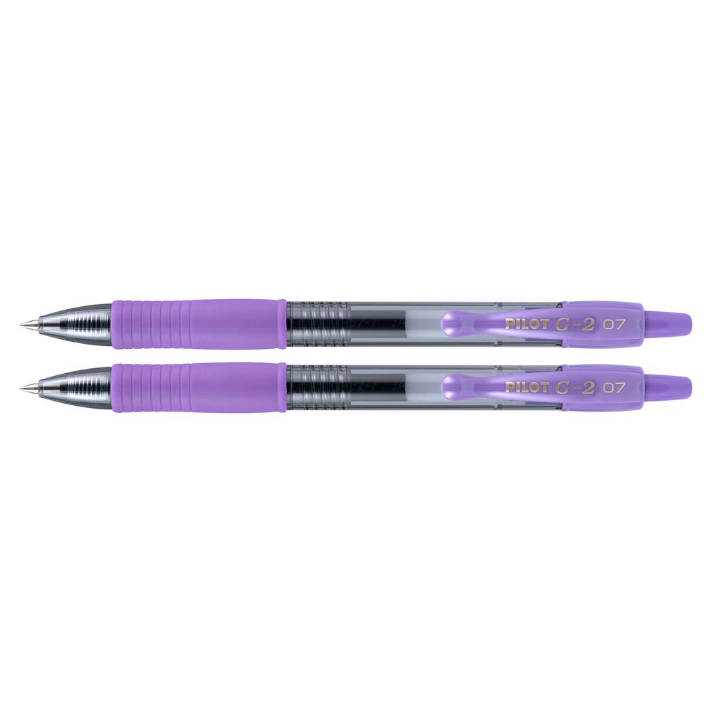 Pilot G2 Retractable Gel Ink Rollerball Pens - Fine Pen Point - 0.7 mm Pen Point Size - Refillable - Retractable - Purple Gel-based Ink - 2 / Pack. Picture 4