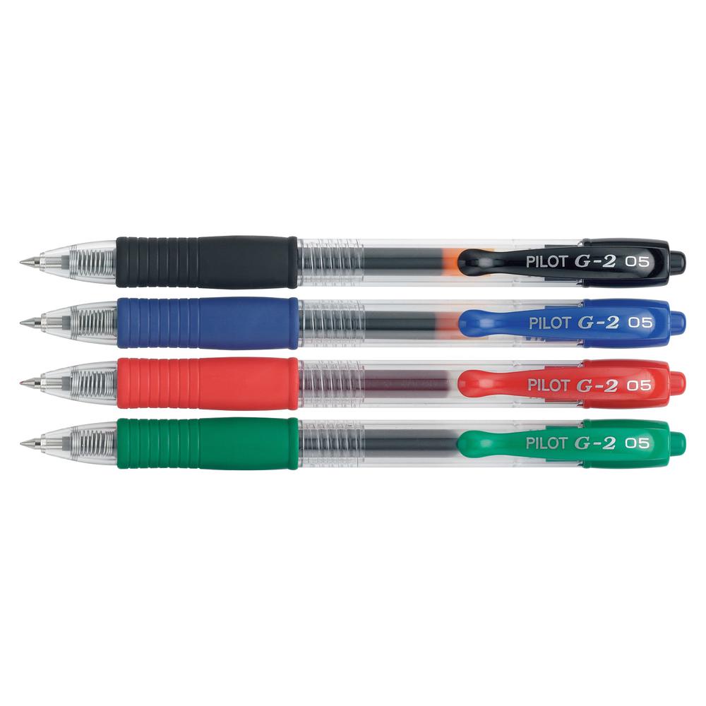 Pilot G2 Retractable Gel Ink Rollerball Pens - Fine Pen Point - 0.7 mm Pen Point Size - Refillable - Retractable - Assorted Gel-based Ink - 4 / Pack. Picture 3