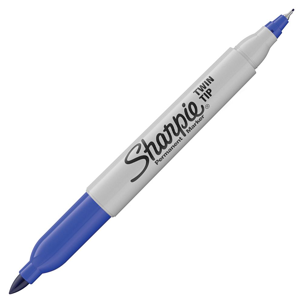 Sharpie Twin Tip Permant Maker - Ultra Fine, Fine Marker Point - 1 mm, 0.3 mm Marker Point Size - Black, Red, Blue, Green Alcohol Based Ink - 4 / Set. Picture 3