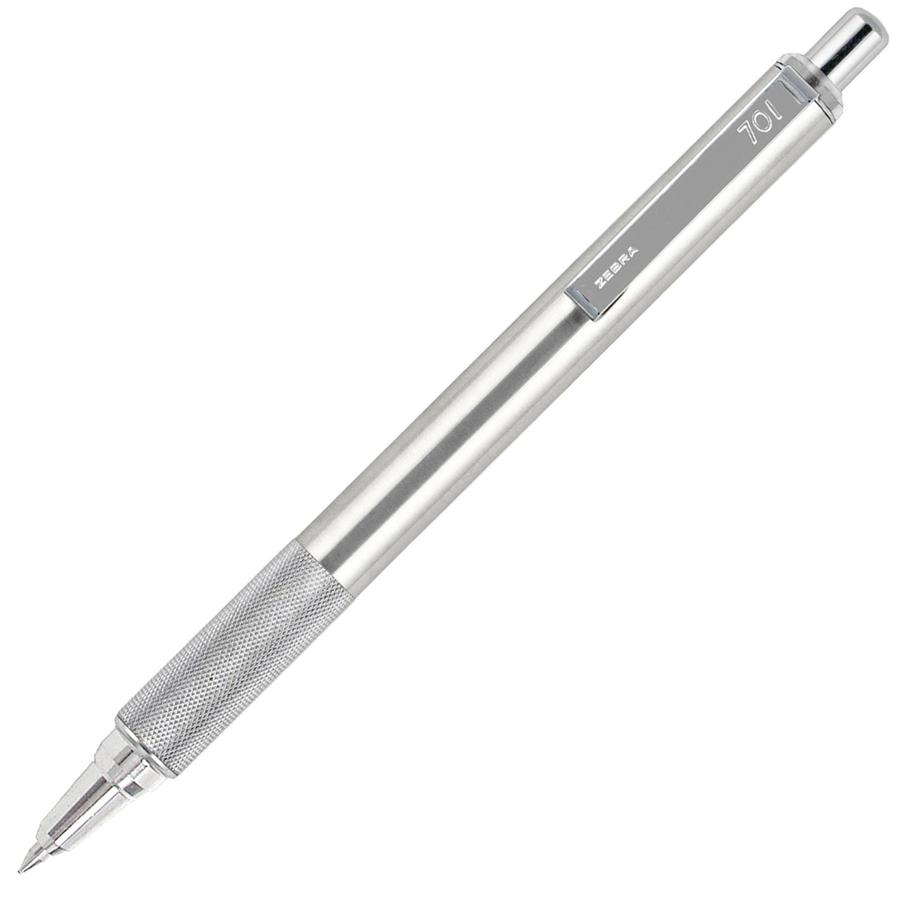 Zebra 7 Series F-701 Retractable Ballpoint Pen - Fine Pen Point - 0.7 mm Pen Point Size - Refillable - Retractable - Black - Stainless Steel Barrel - 1 Each. Picture 4