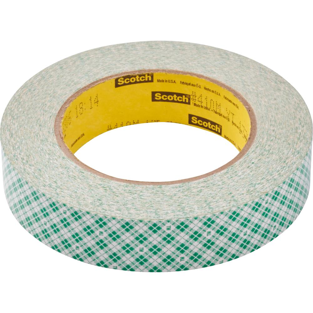 Scotch Double-Coated Paper Tape - 36 yd Length x 1" Width - 6 mil Thickness - 3" Core - 5 mil - Rubber Backing - For Multipurpose, Bonding - 1 / Roll - White. Picture 4