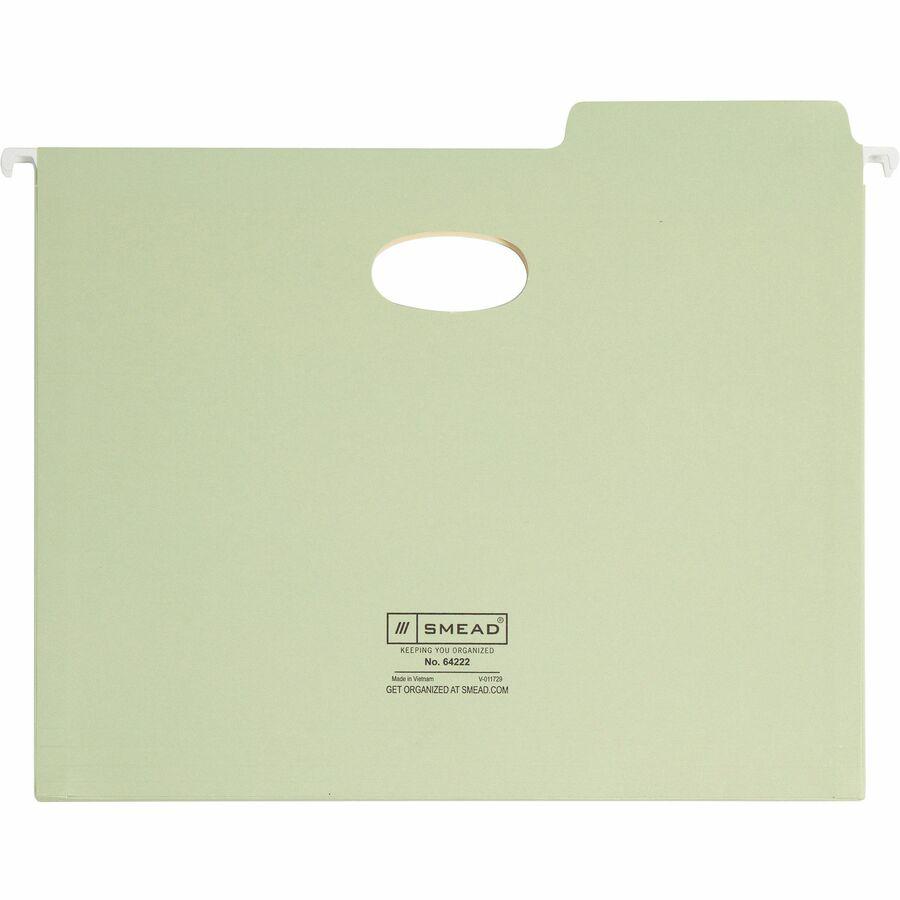 Smead FasTab 1/3 Tab Cut Letter Recycled Hanging Folder - 8 1/2" x 11" - 3 1/2" Expansion - Top Tab Location - Assorted Position Tab Position - Moss - 10% Recycled - 9 / Box. Picture 8