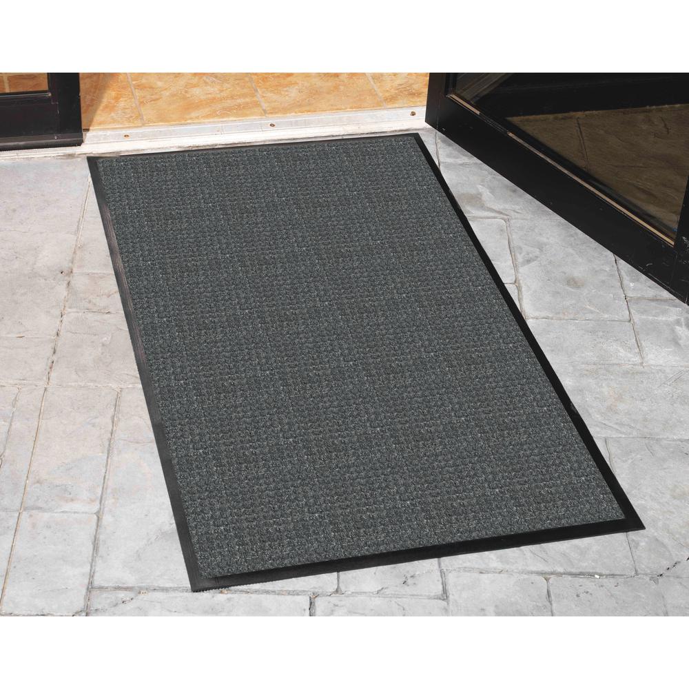 Genuine Joe WaterGuard Indoor/Outdoor Mats - Carpeted Floor, Hard Floor, Indoor, Outdoor - 72" Length x 48" Width - Rubber, Polypropylene - Charcoal Gray. Picture 4