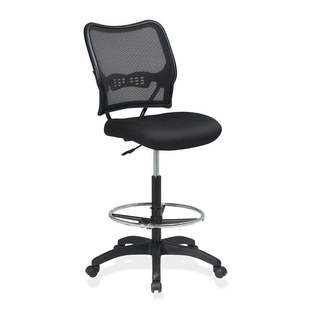 Office Star Air Grid Mesh Back Drafting Chair - Mesh Seat - Mesh Back - 5-star Base - Black - 20" Seat Width x 19.75" Seat Depth - 21.3" Width x 25.5" Depth x 51" Height. Picture 3