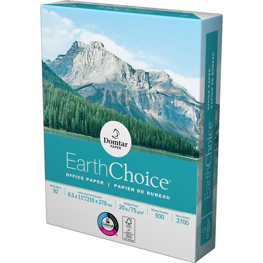 EarthChoice Office Paper - White - Letter - 8 1/2" x 11" - 20 lb Basis Weight - 5000 / Carton - White. Picture 3