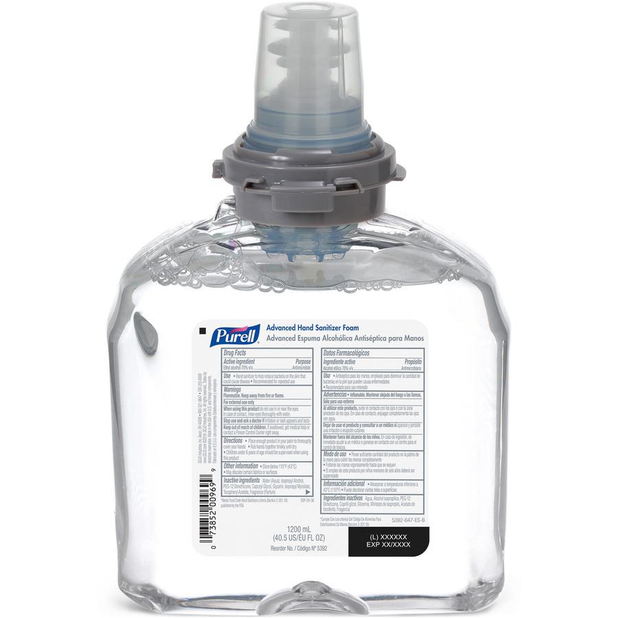 PURELL&reg; Hand Sanitizer Foam Refill - Clean Scent - 40.6 fl oz (1200 mL) - Skin - White - 2 / Carton. Picture 4