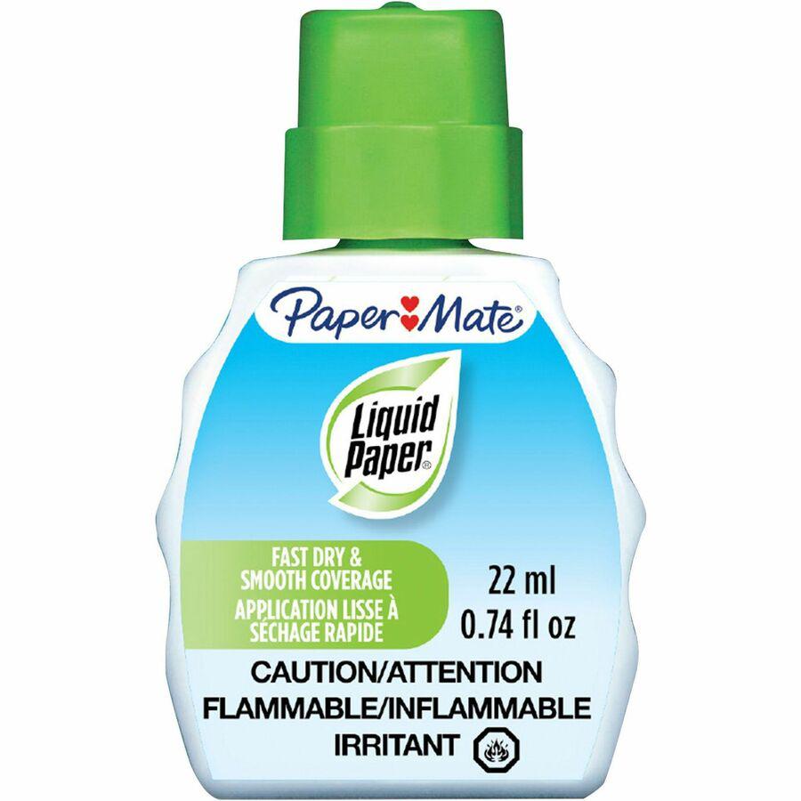 Paper Mate Liquid Paper Fast Dry Correction Fluid, 22 ml Bottle, White, 3/Pack