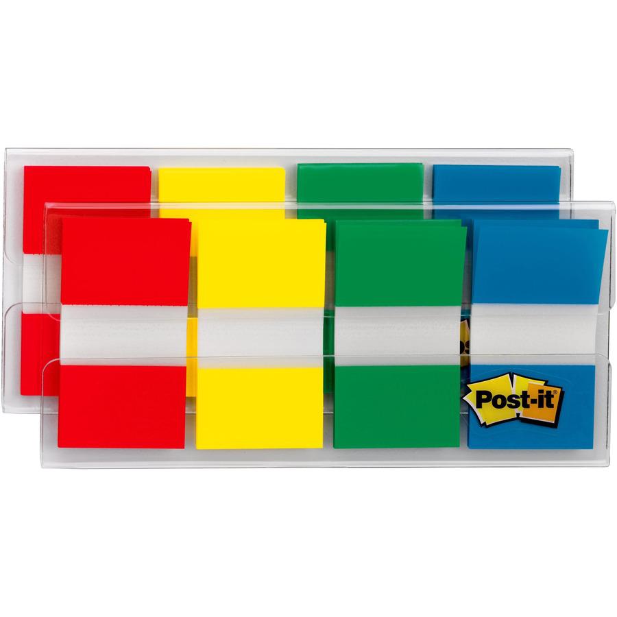 Post-it&reg; Flags - 40 x Red, 40 x Yellow, 40 x Blue, 40 x Green - 1" x 1 3/4" - Rectangle - Unruled - Red, Yellow, Green, Blue, Assorted - 4 / Pack. Picture 5