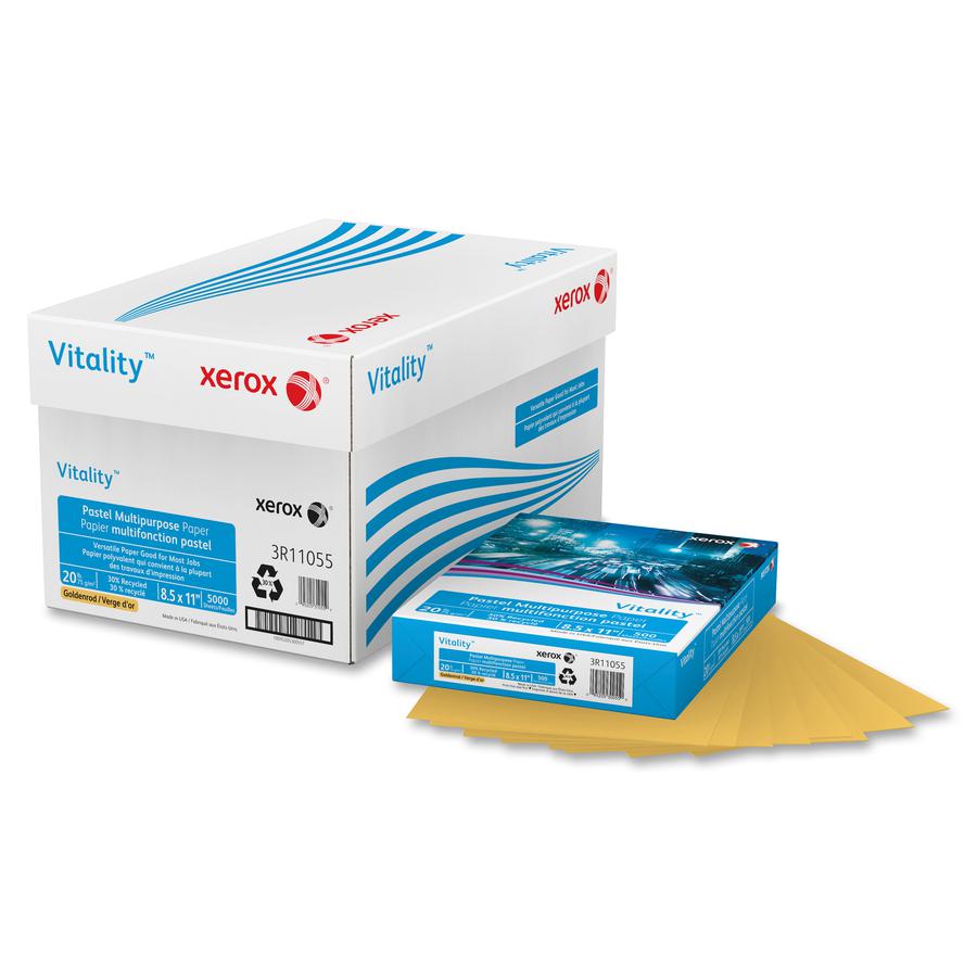 Xerox Vitality Pastel Multipurpose Paper - Goldenrod - 92 Brightness - Letter - 8 1/2" x 11" - 20 lb Basis Weight - 500 / Ream - Jam-free. Picture 2