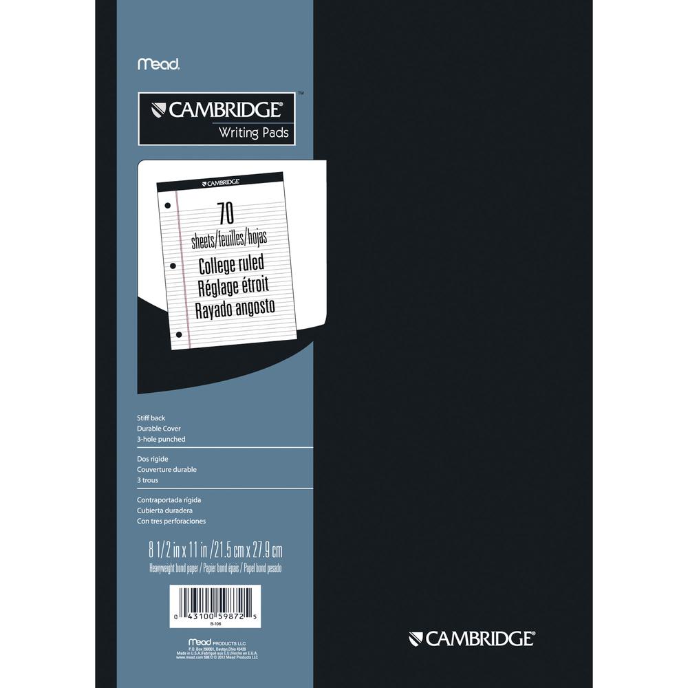 Mead Writing Pads - Letter - 70 Sheets - 140 Pages - College Ruled - 0.34" Ruled - 20 lb Basis Weight - Letter - 8 1/2" x 11" - White Paper - Heavyweight, Micro Perforated, Stiff-back, Heavy Duty Cove. Picture 5