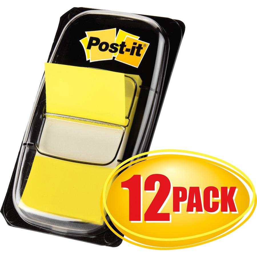 Post-it&reg; Yellow Flag Value Pack - 600 x Yellow - 1" x 1.75" - Rectangle - Unruled - Yellow - Removable, Writable, Repositionable - 12 / Box. Picture 4
