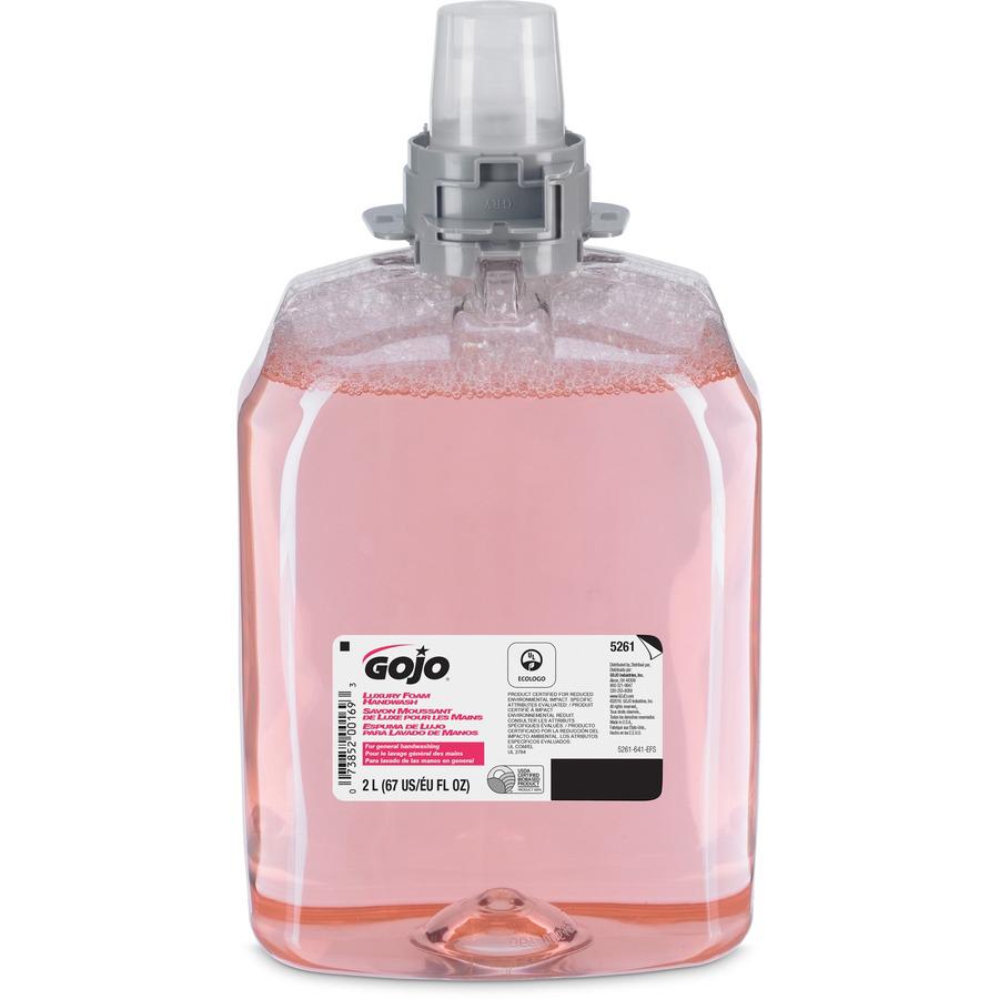 Gojo&reg; FMX-20 Luxury Foam Soap - Cranberry Scent - 67.6 fl oz (2 L) - Hand - Translucent Pink - Bio-based - 2 / Carton. Picture 6