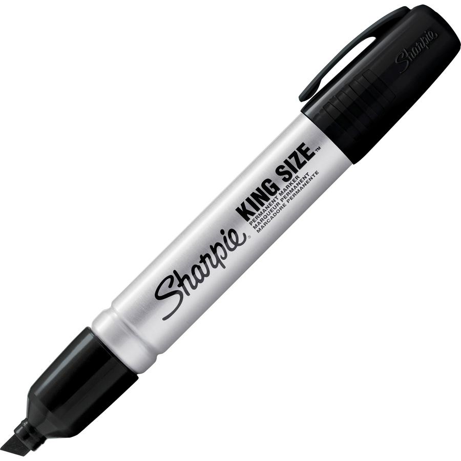 Sharpie King-Size Permanent Markers - Chisel Marker Point Style - Black - Plastic Barrel - 4 / Pack. Picture 3