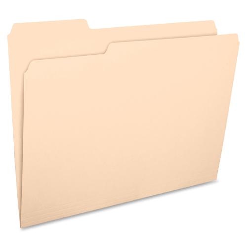 Business Source 1/3 Tab Cut Letter Recycled Top Tab File Folder - 8 1/2" x 11" - 3/4" Expansion - Top Tab Location - Assorted Position Tab Position - Manila - 10% Recycled - 100 / Box. Picture 5