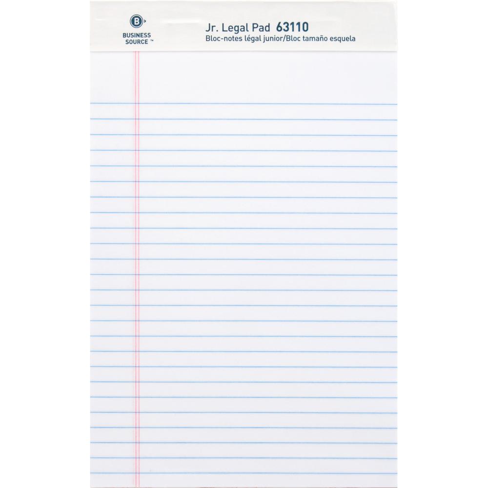 Business Source Micro - Perforated Legal Ruled Pads - Jr.Legal - 50 Sheets - 0.28" Ruled - 16 lb Basis Weight - 8" x 5" - White Paper - Micro Perforated, Easy Tear, Sturdy Back - 1 Dozen. Picture 6