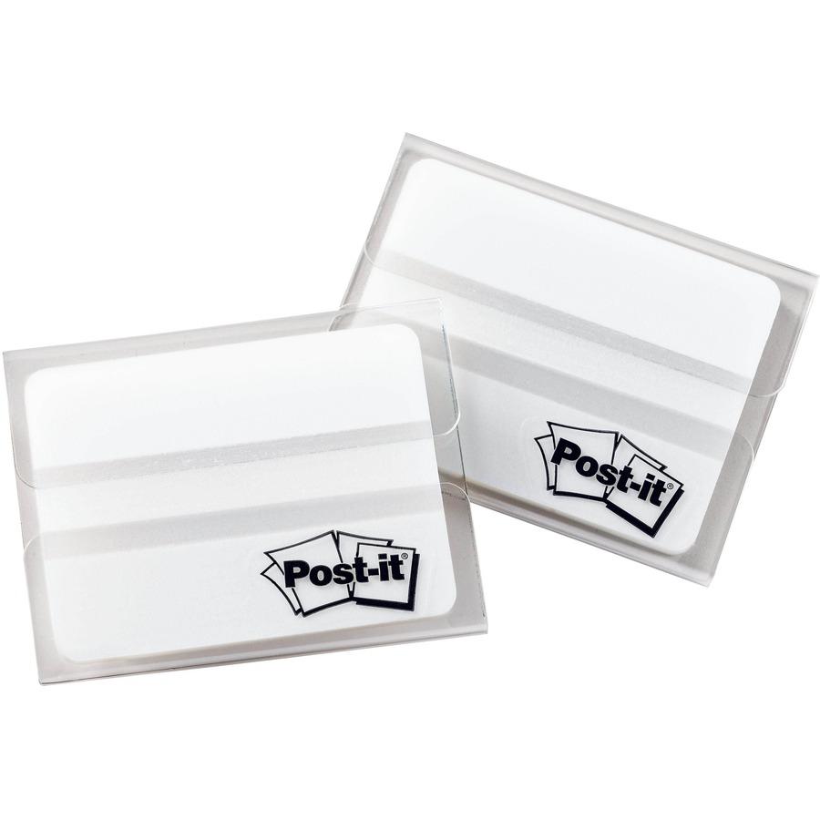 Post-it&reg; Durable Tabs - 1.50" Tab Height x 2" Tab Width - Removable - White Tab(s) - 50 / Pack. Picture 4